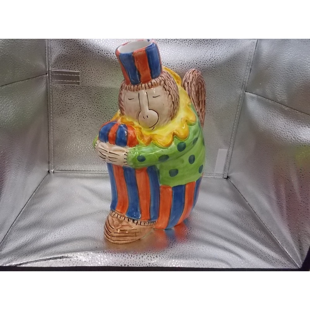 Present Tense Anne Hathaway Monkey Clown Pitcher Handcrafted Italy Ceramic Vase